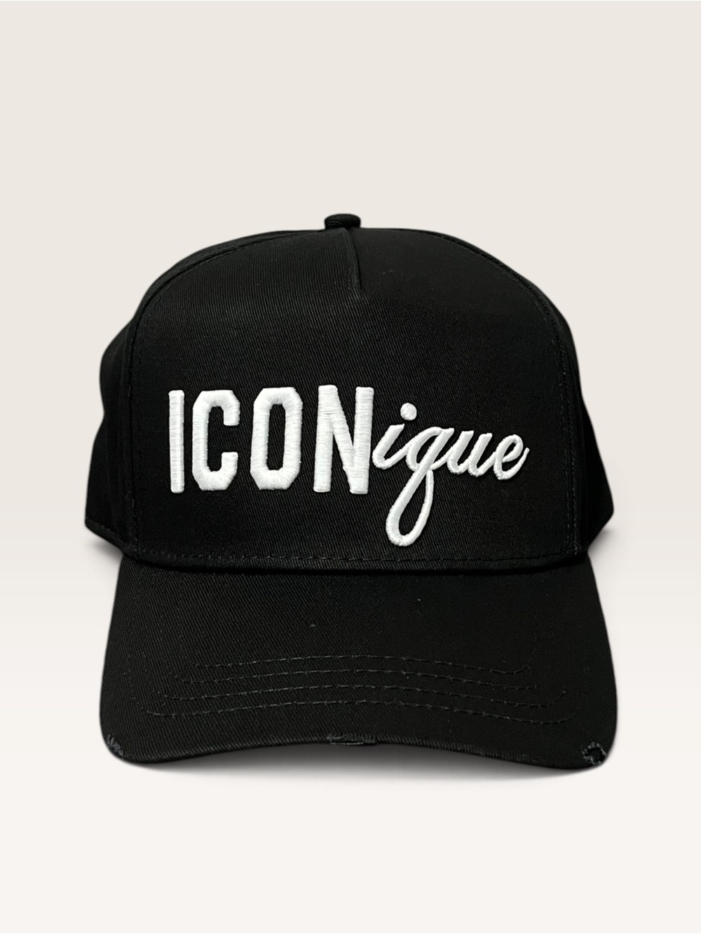 DSQUARED2 Black Cap with White ICONique Embroidery